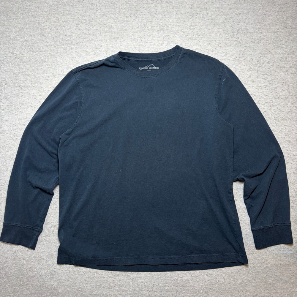 Eddie Bauer Mens Long Sleeve T-Shirt Large Blue Crew Neck Cotton Blend Outdoor